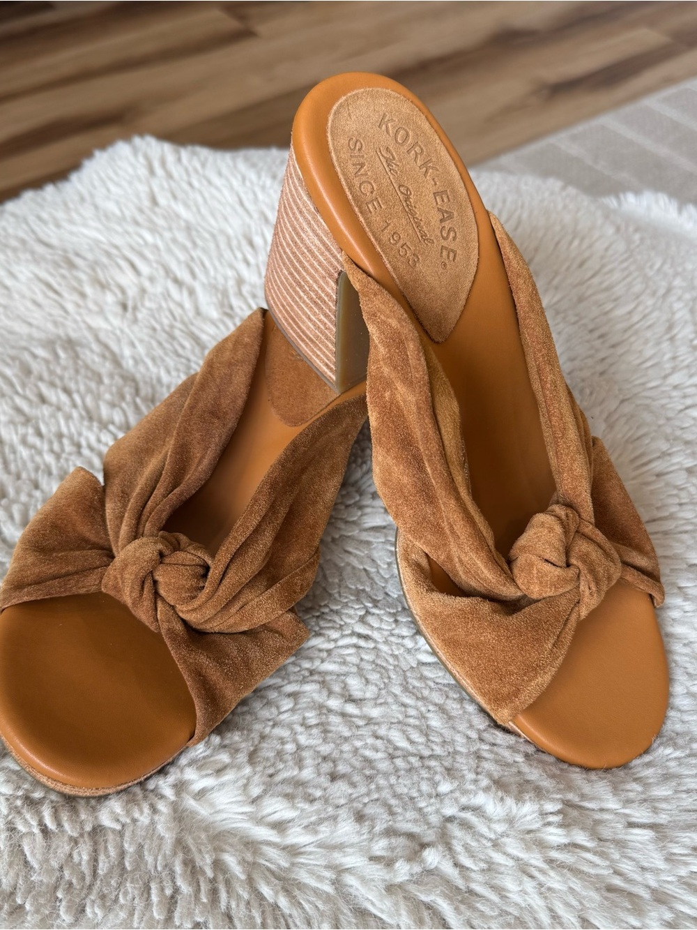 Kork-Ease Brown Suede Knotted Block Heel Mules - Picture 3 of 7
